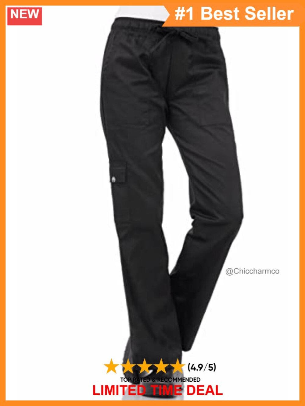 Women's Cargo Chef Pants Lightweight Relaxed Fit Durable Workwear